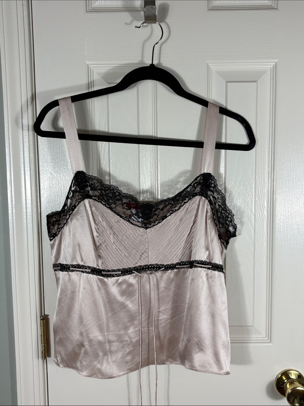 Anne Klein Blush Satin Camisole with Black Lace